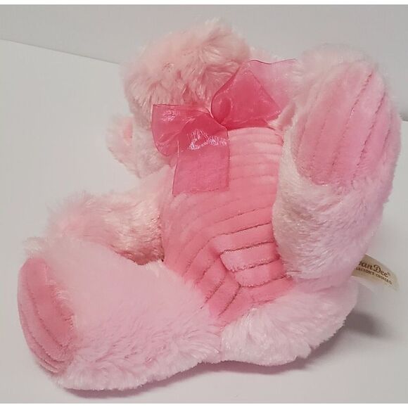 Dan Dee Pink Pig Stuffed w/Bow Plush Animal Pig Ribbed Curly Tail Super Soft Fur - Picture 9 of 14
